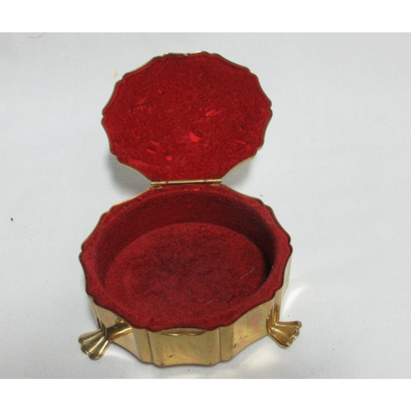 VTG Stratton 3 Foot Gold Tone Pink Rose Floral Victorian Trinket Jewelry Box - Picture 3 of 6